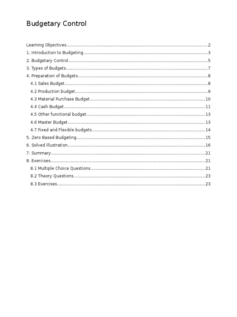 Unit 14 Budgetary Control | PDF | Cost Of Goods Sold | Expense