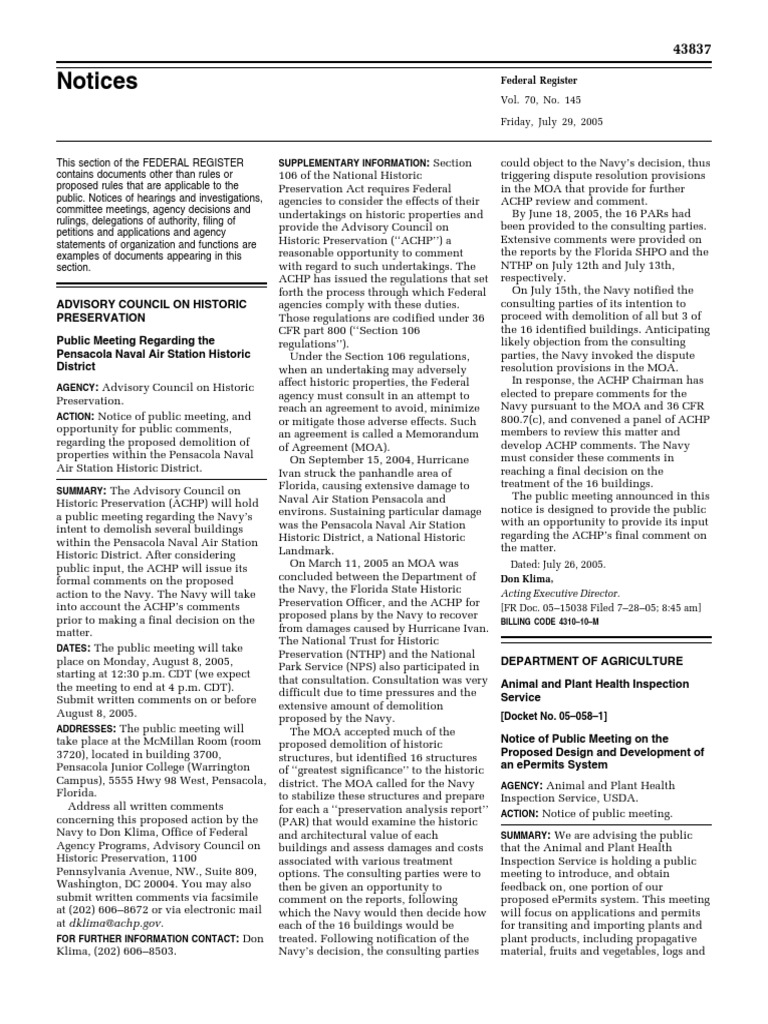 Public Meeting on Pensacola Naval Air Station Demolition | PDF | Member ...