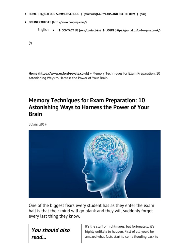Memory Techniques For Exam Preparation - 10 Astonishing Ways To Harness ...