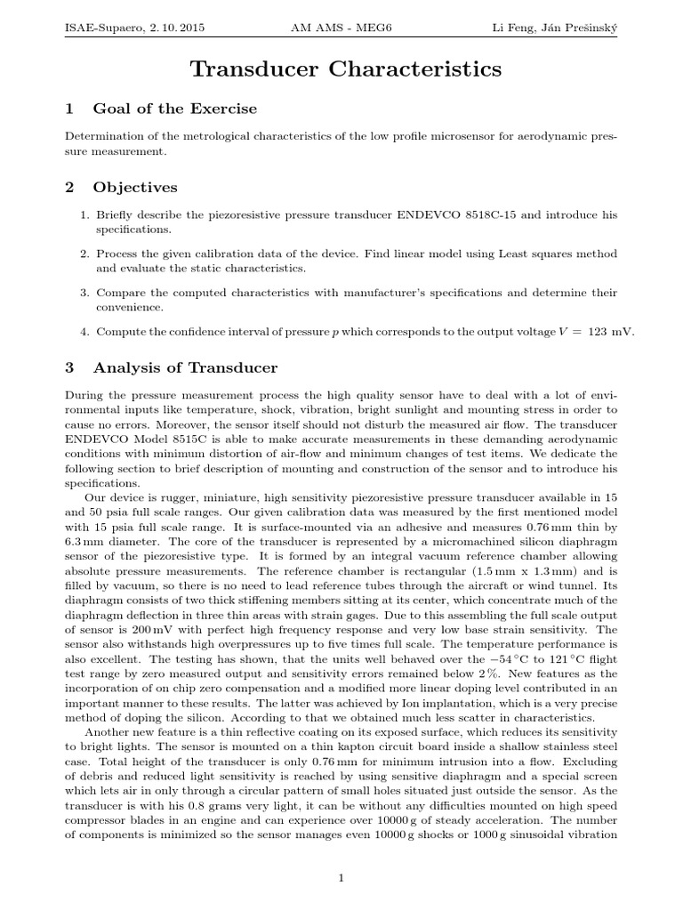 Transducer Characteristics | PDF | Sensor | Calibration