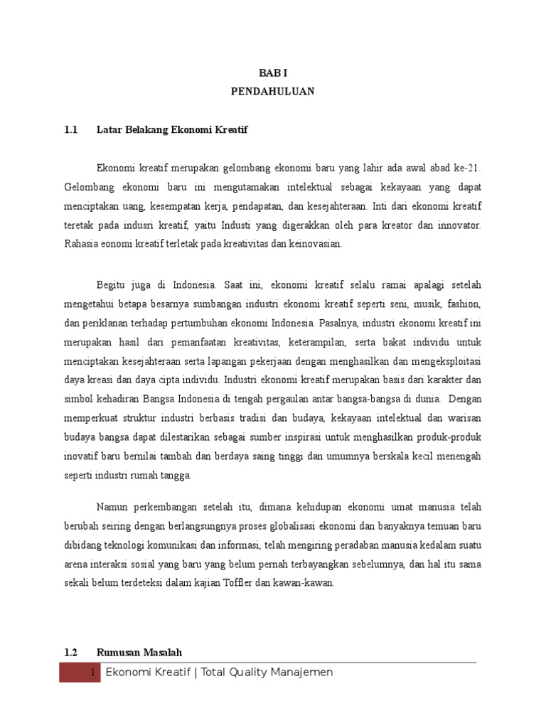 Makalah Ekonomi Kreatif