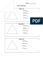 Fact Families Divison Worksheet