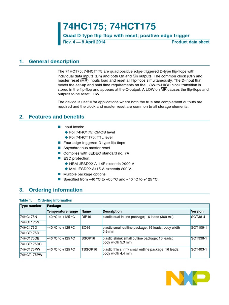 74HC175 74HCT175: 1. General Description | PDF | Contractual Term | Damages