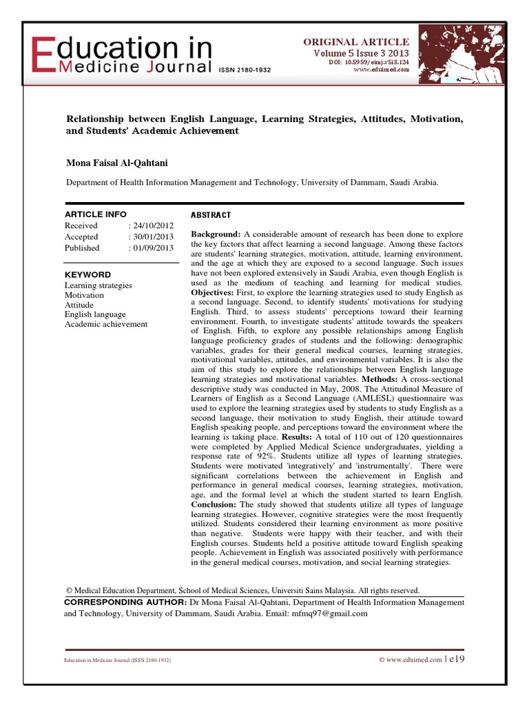 Motivation and English Language | PDF | Second Language | English As A ...