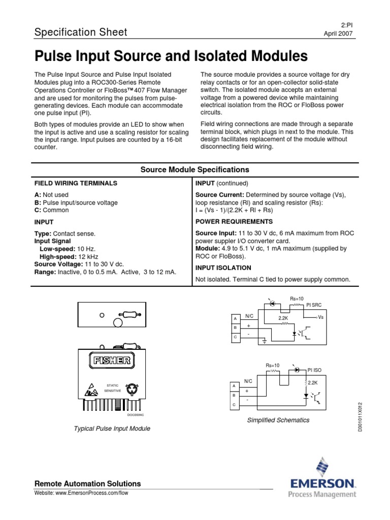 Pulse Input Source and Isolated Modules: Specification Sheet | PDF ...