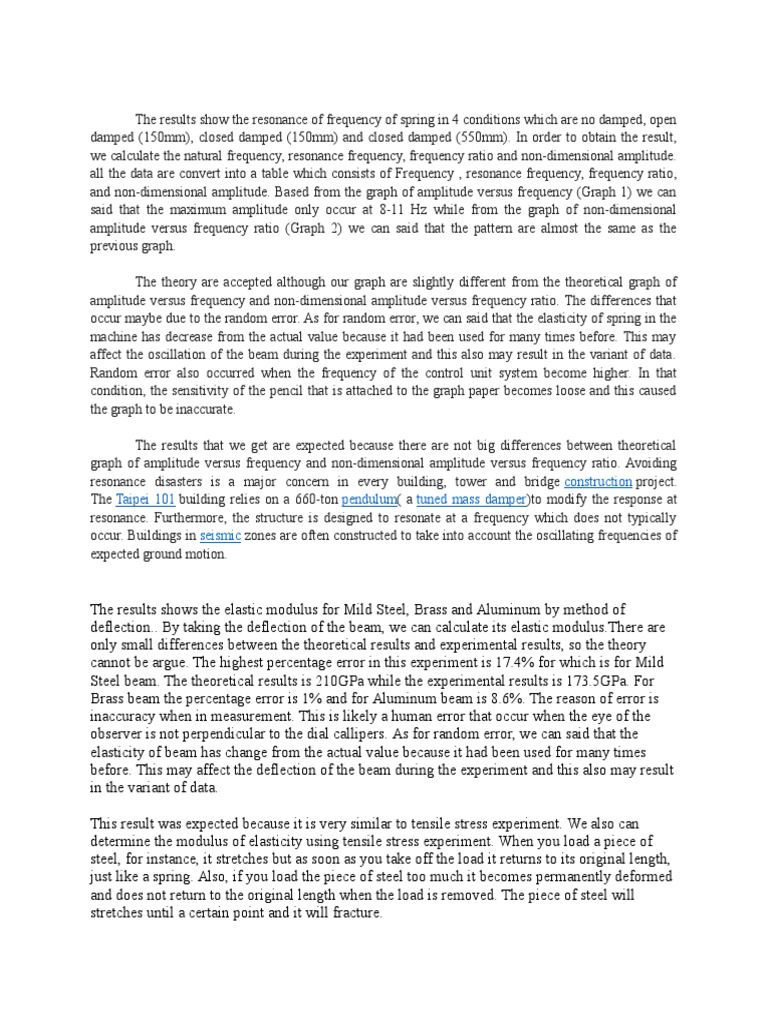 Resonance Conditions in Spring Experiments | PDF | Resonance ...