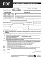 Assignment/Assessment Item Cover Sheet: Student Name