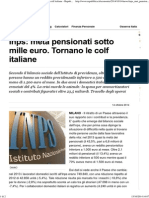 Inps- Metà Pensionati Sotto Mille Euro. Tornano Le Colf Italiane - Repubblica.it