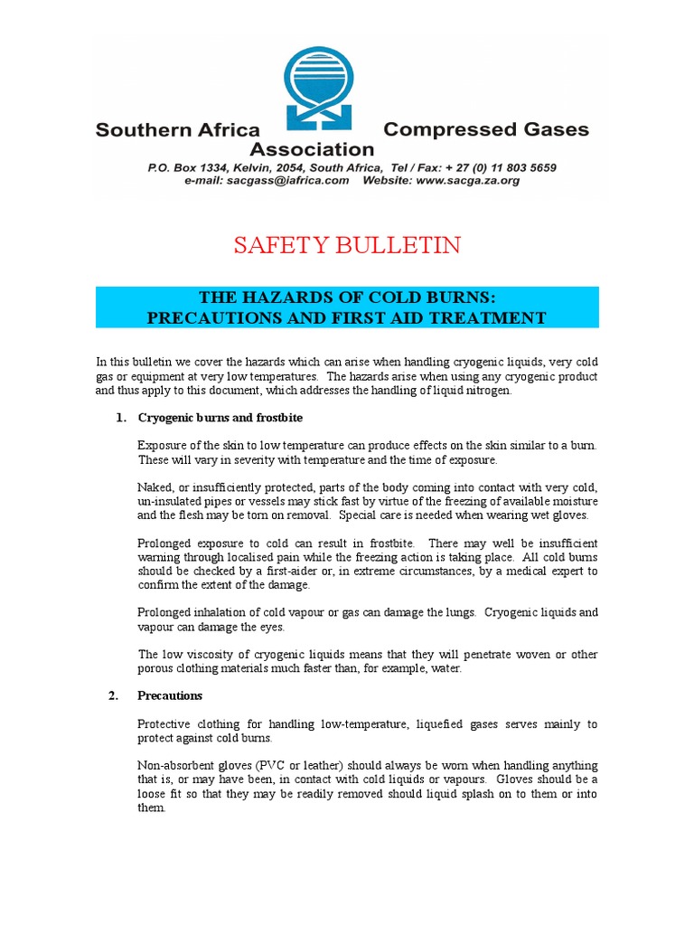 Cold Burn and Precautions Cryogenics Burn