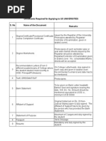 Documents Required For Applying To US UNIVERSITIES S. No Name of The Document Remarks