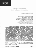 A Posição Do Leitor No Texto Literário e Na Crítica