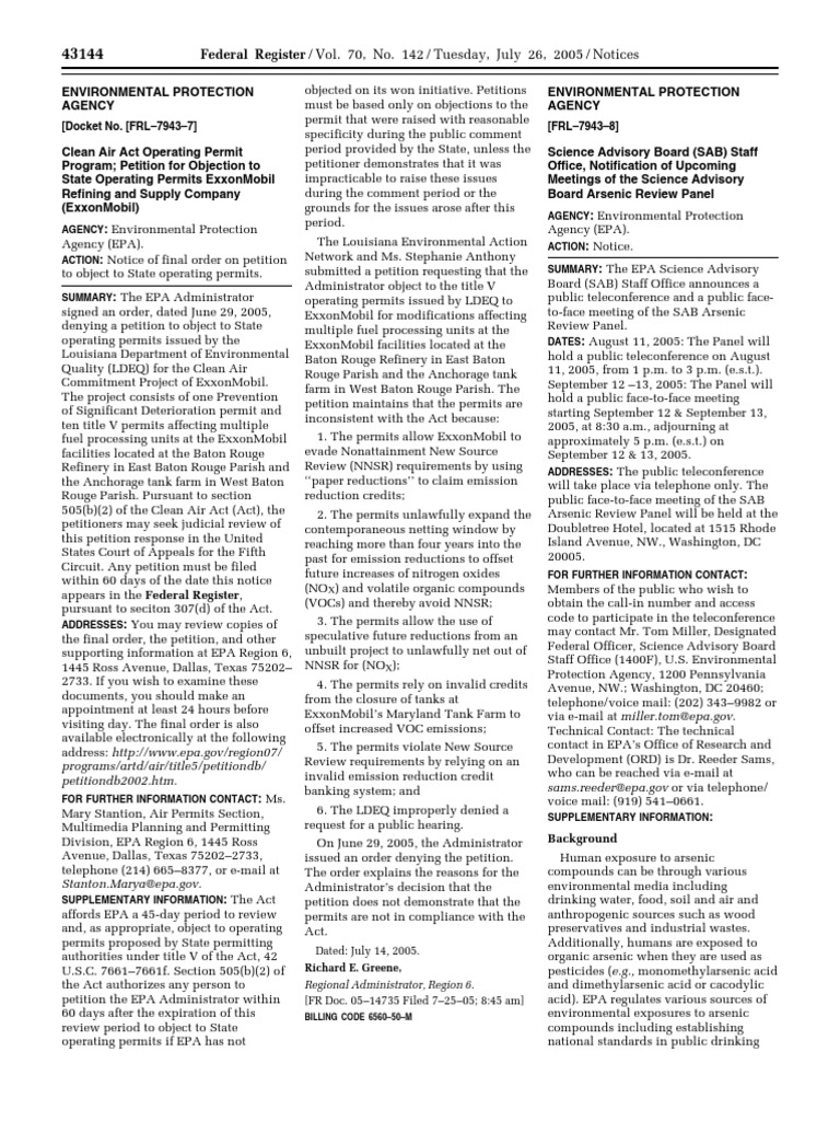 Notice: Air Pollution Control: State Operating Permits Programs ...