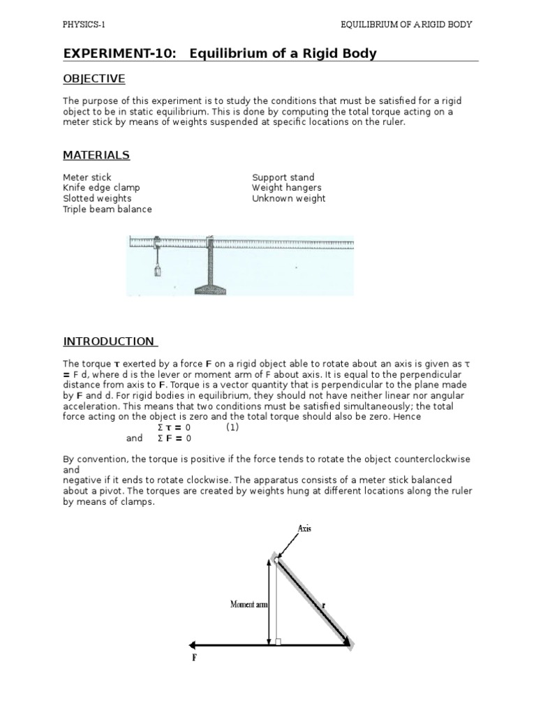 E10-Equilibrium of A Rigid Body | PDF | Rotation Around A Fixed Axis ...