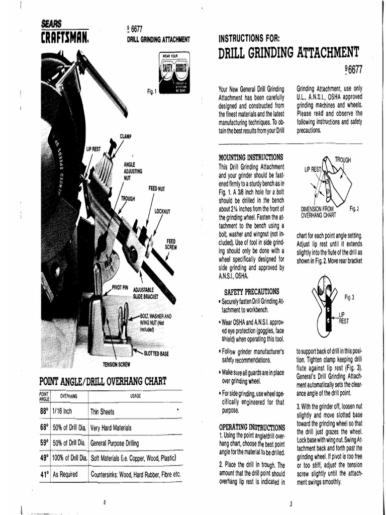 Drill Grinding Attachment 96677 Manual