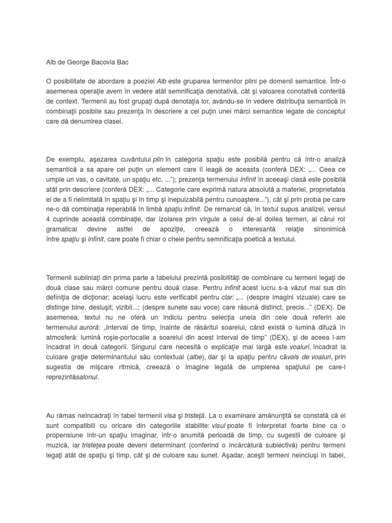 Alb de George Bacovia Bac | PDF