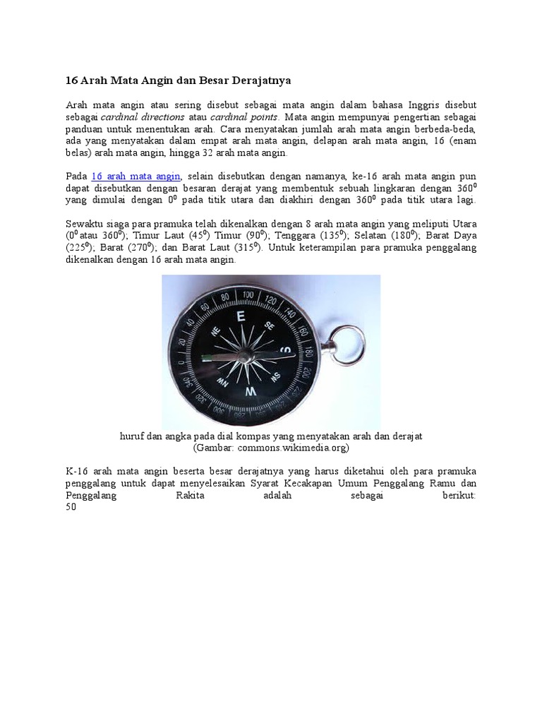The 16 Cardinal Directions and Their Degrees | PDF