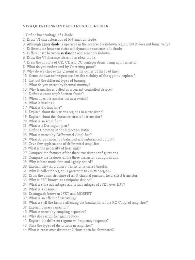 Ec 3 Lab Viva Questions PDF Amplifier Transistor