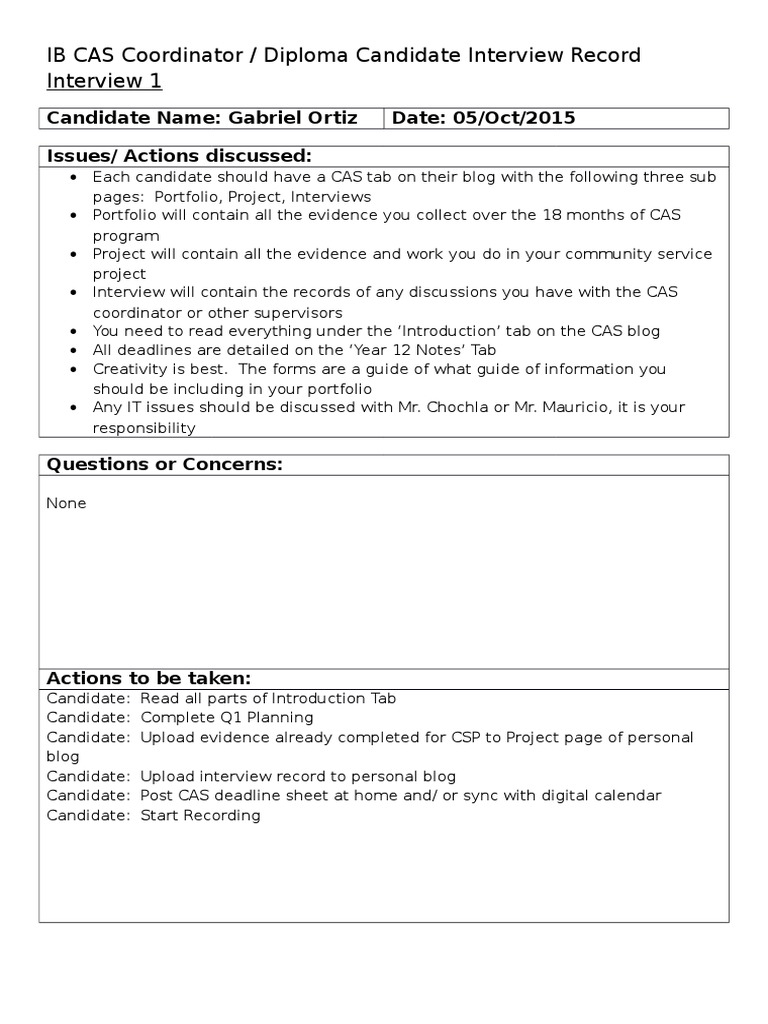 IB CAS Coordinator Interview Summary | PDF | Career & Growth | Finance ...