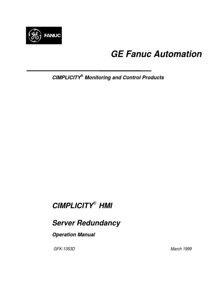 GFK1353D - CIMPLICITY HMI Server Redundancy Operation Manual | PDF ...