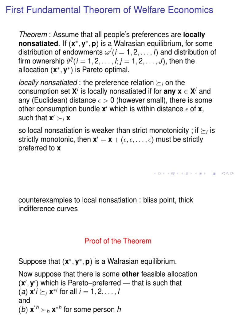 First Welfare Economics Theorem Explained | PDF