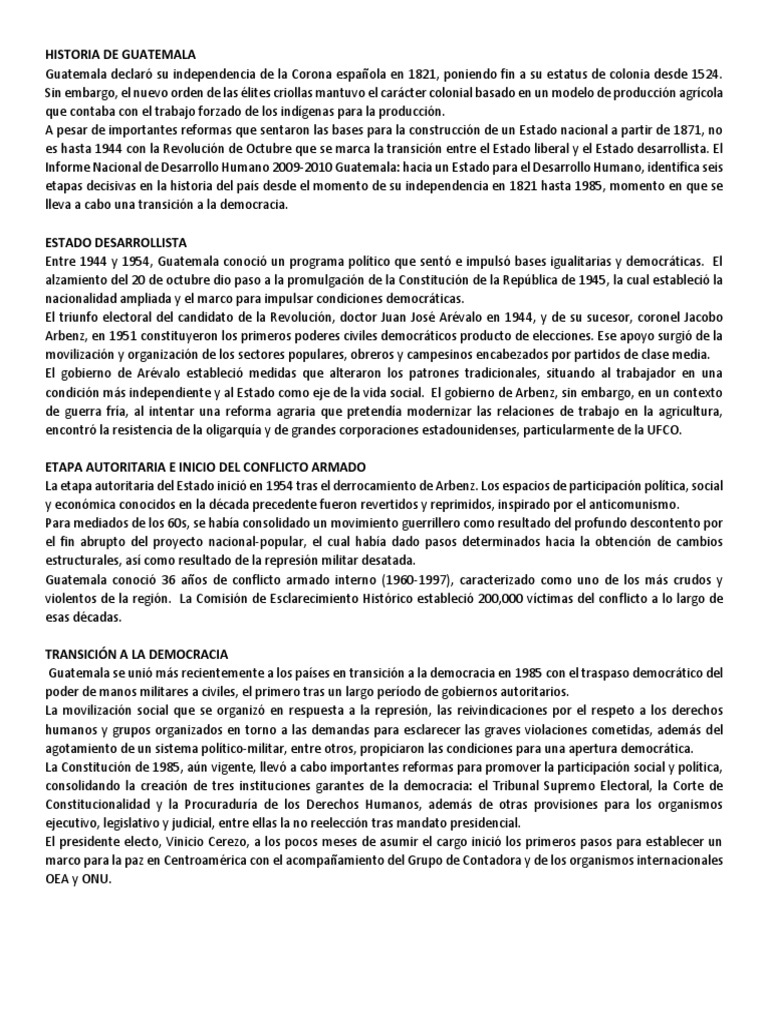 Historia de la Democracia en Guatemala | PDF | Guatemala | Democracia
