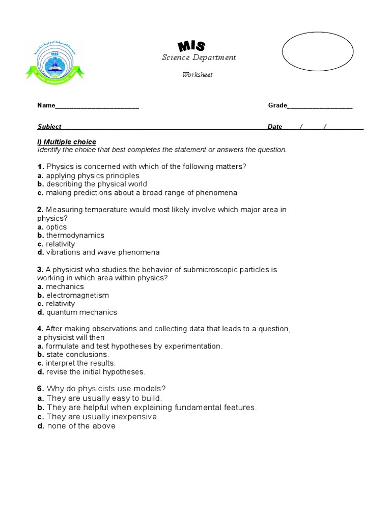 worksheet 1 grade 10 pdf quantum mechanics physics