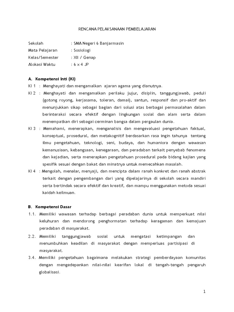 Contoh Rpp Pemberdayaan