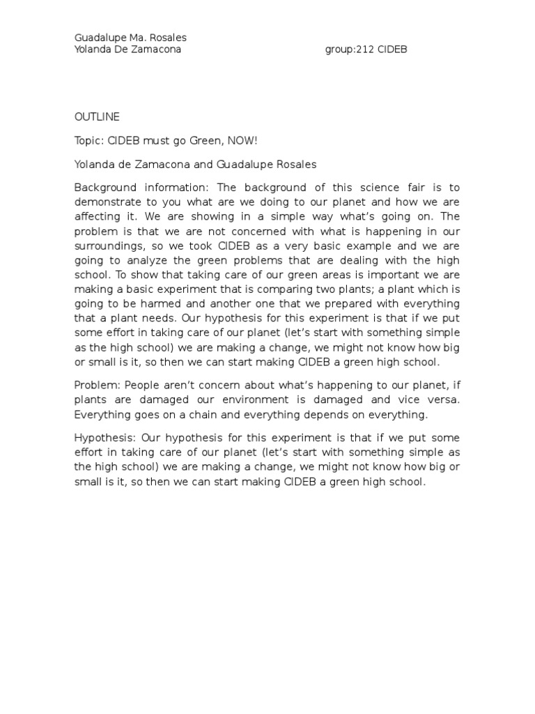 Science Fair Outline PDF