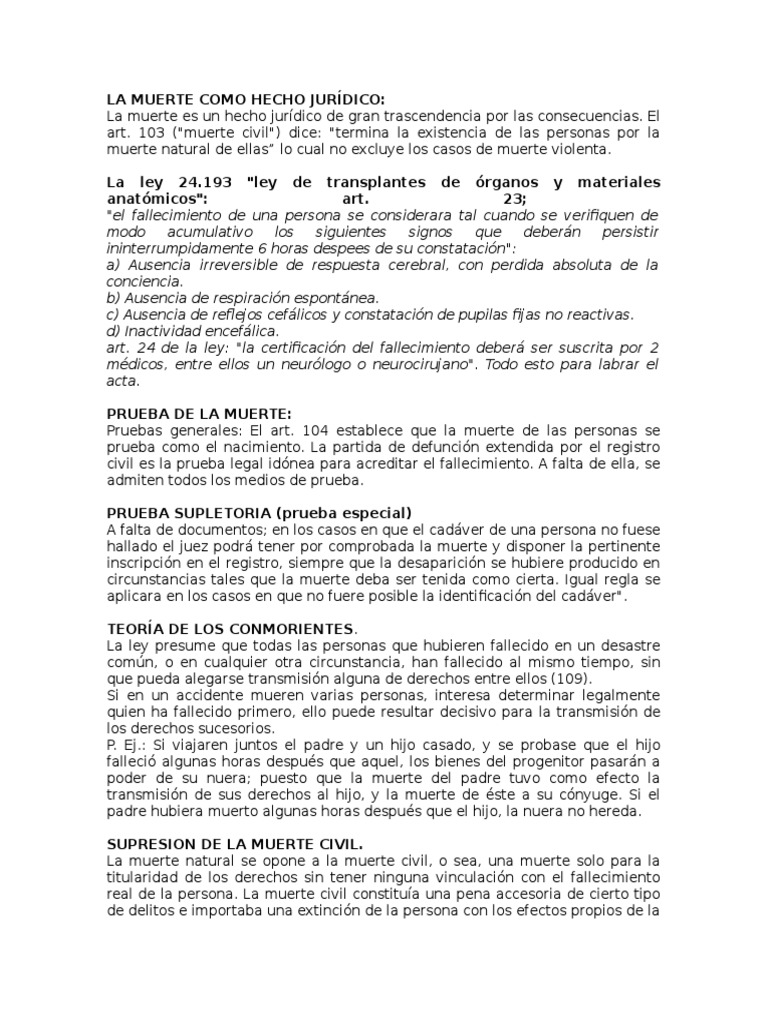 Efectos Jurídicos de la Muerte | PDF | Herencia | Muerte