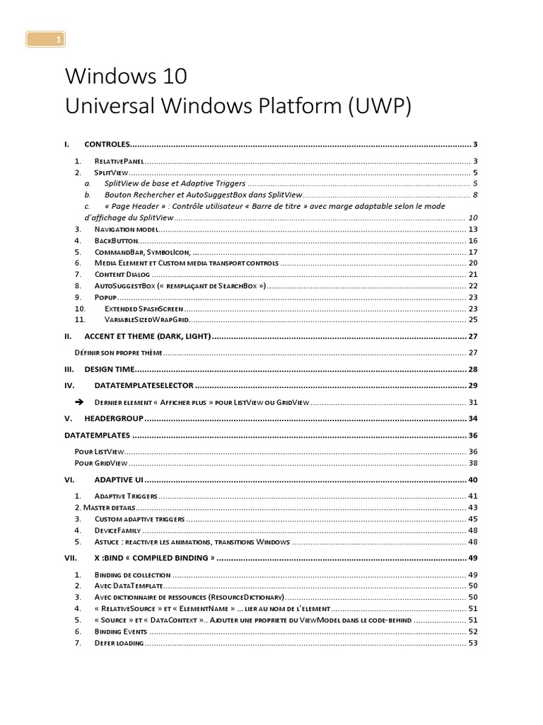 Contrôles UWP pour Windows 10 | PDF | Téléphone Windows | Windows 10