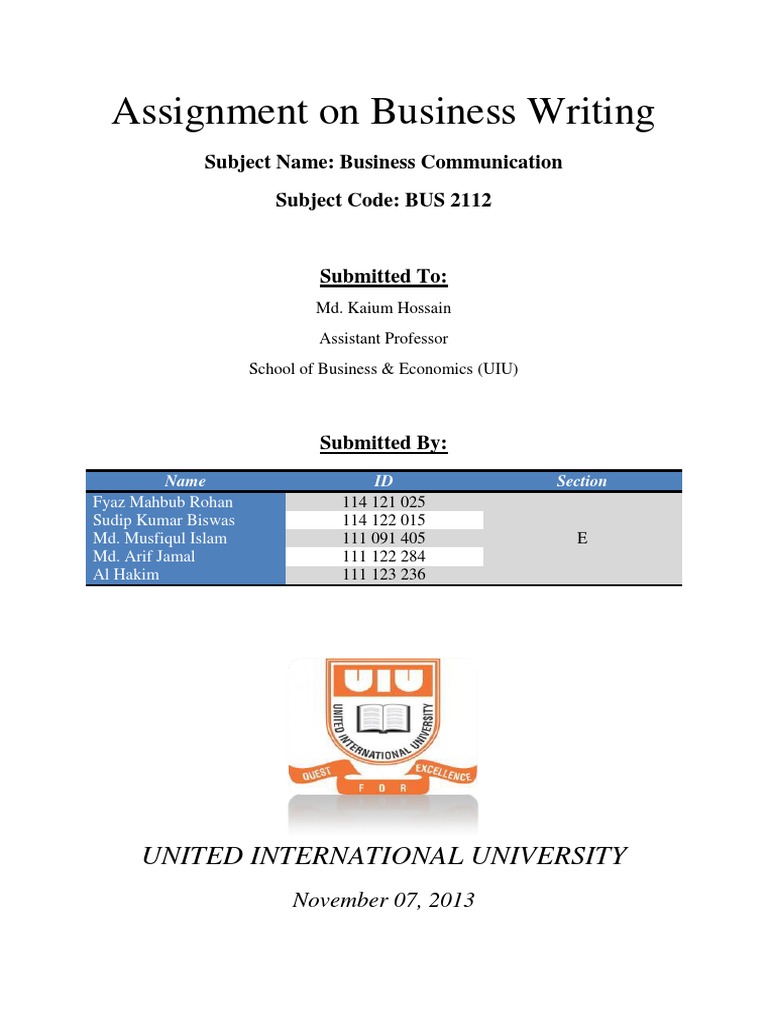 Business Writing Assignment Overview | PDF | Identity Document | Business