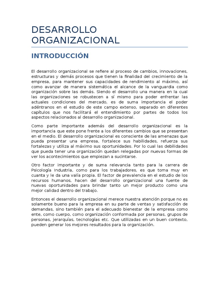 Modelos de Desarrollo Organizacional INFO | PDF | Desarrollo ...
