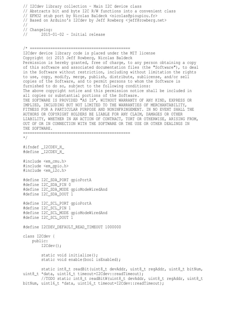 I2Cdev H | PDF | Copyright | Intellectual Works