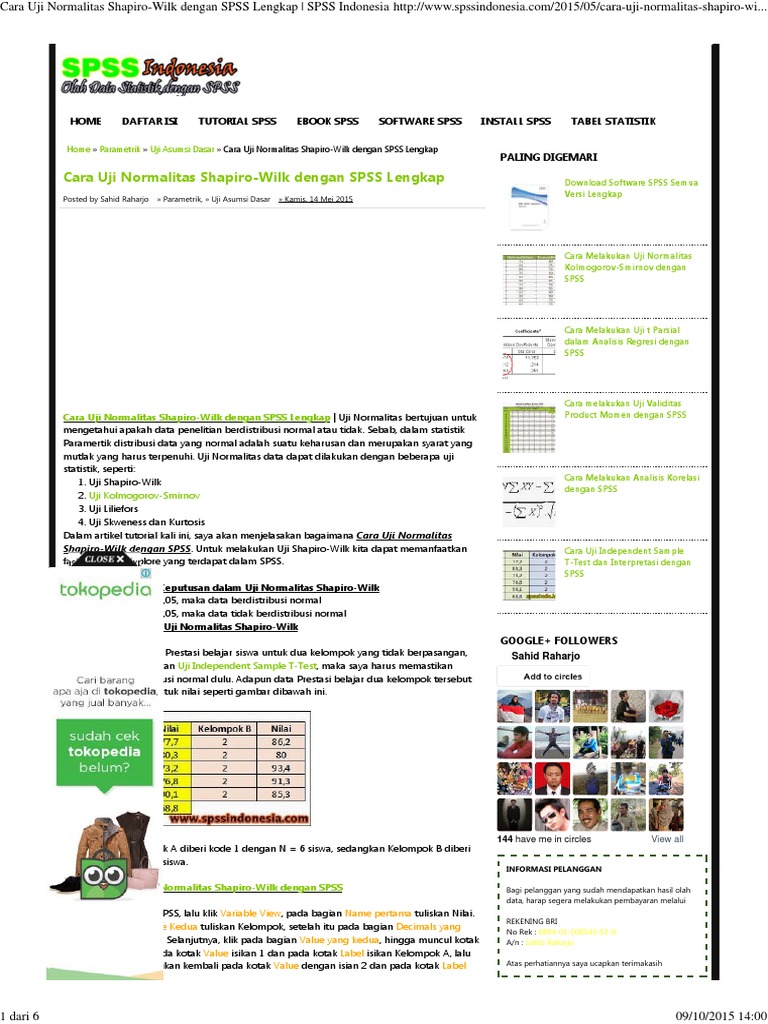Cara Uji Normalitas Shapiro-Wilk Dengan SPSS Lengkap  