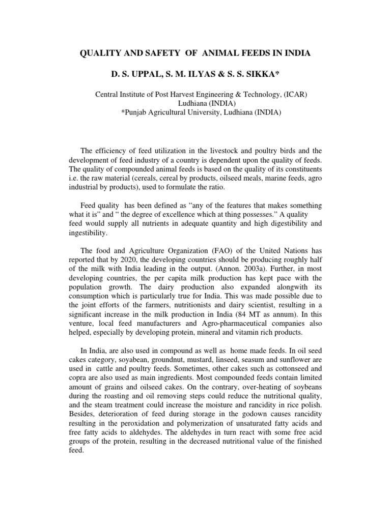 Animal Feed & Quality PDF PDF