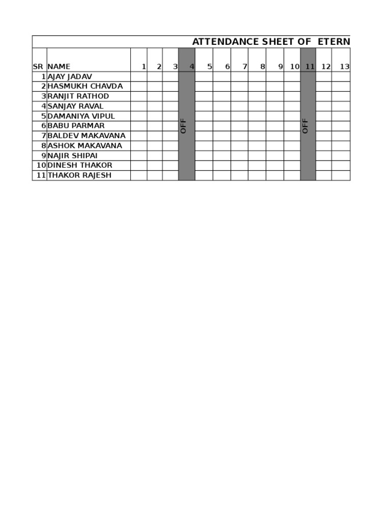 Attendance Sheet of Eterna Manpower For The Month of Aug-2015 | PDF