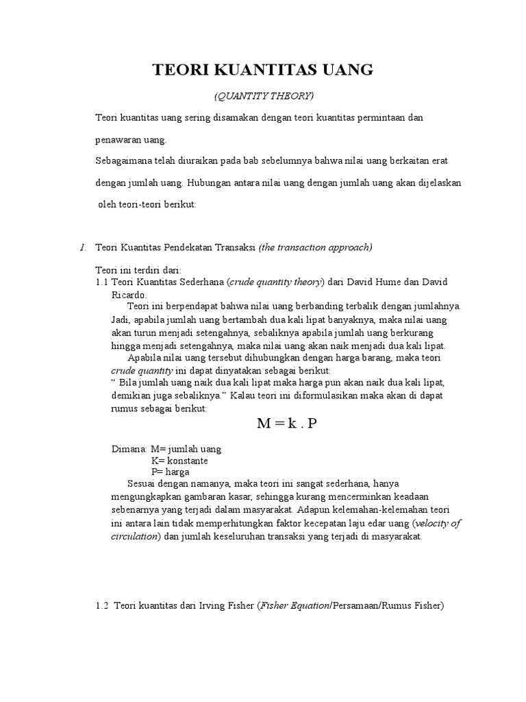 Teori Kuantitas Uang Makul Pak Moneter Antony Mayes