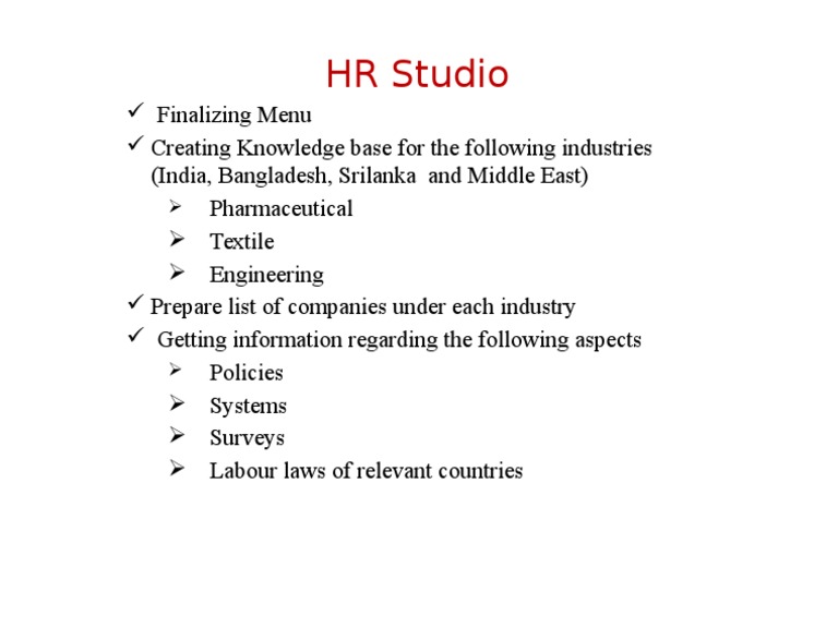 HR Studio: Industry Knowledge Base Setup | PDF