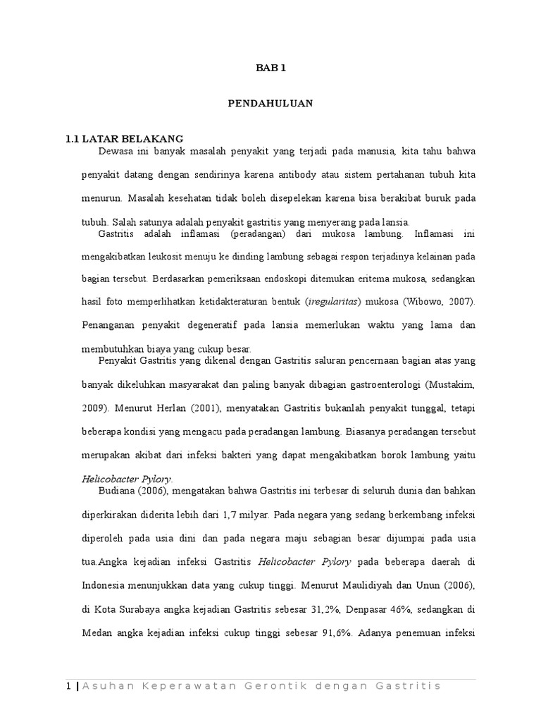 Makalah Askep Perubahan Perkemihan Dan Pencernaan Pada Lansia Dengan Gastritis