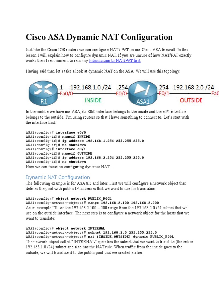 Cisco ASA Dynamic NAT Setup Guide | PDF | Teaching Methods & Materials ...