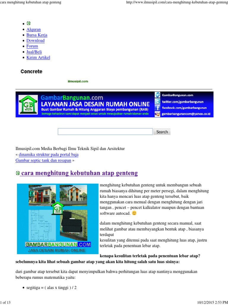 Cara Menghitung Kebutuhan Atap Genteng Cara Menghitung Kebutuhan Atap Genteng