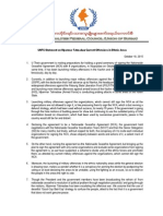 UNFC Statement on Current Tamadaw Offensives in Ethnic Areas (10 Oct 2015 -English)