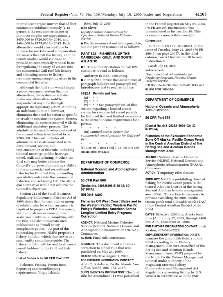Gulf Reef Fish Fishery Regulations Update | PDF | Federal Government Of ...