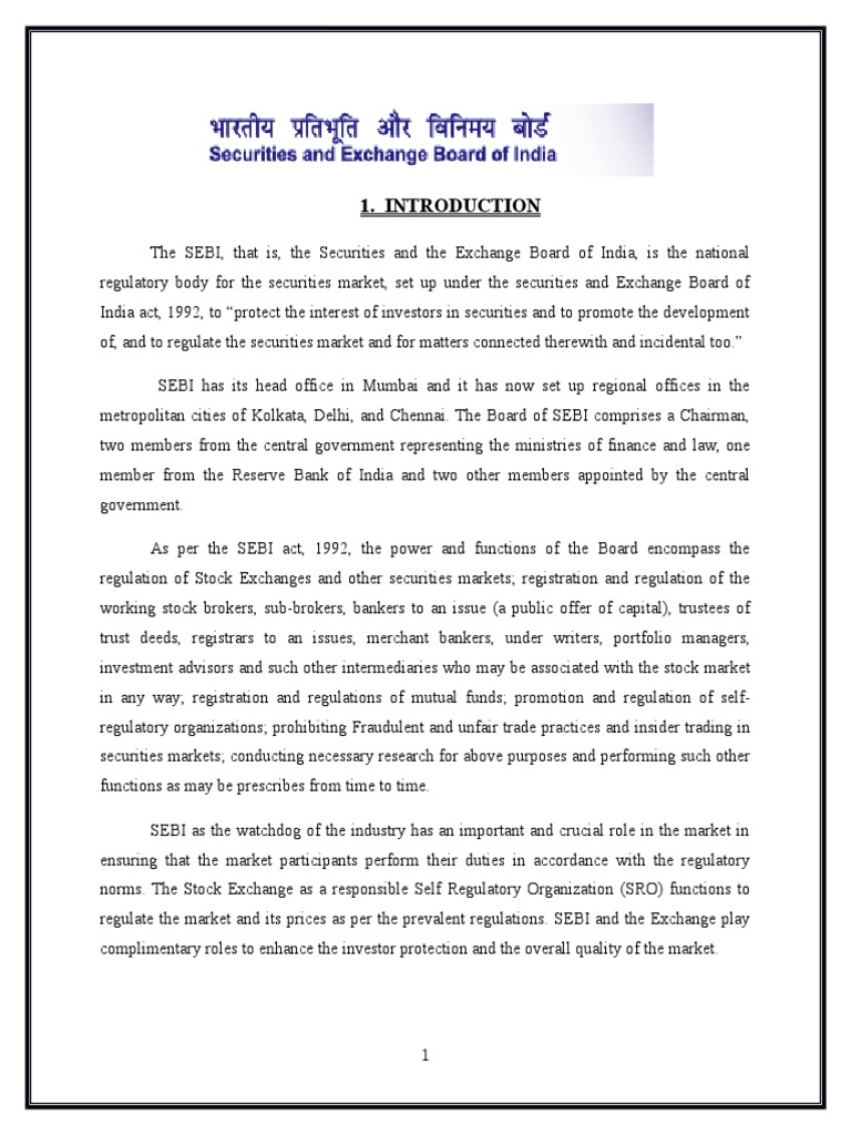 Sebi Main Project | PDF | Securities (Finance) | Financial Markets