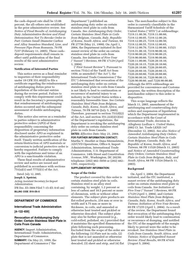 Notice Antidumping Antifriction Bearings (Other Than Tapered Roller