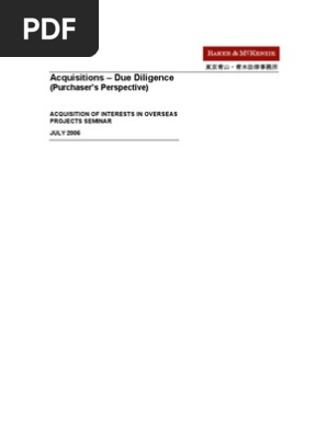 Baker & McKenzie - Acquisitions _ Due Diligence