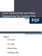 Lean Construction and Value Engineering For Construction