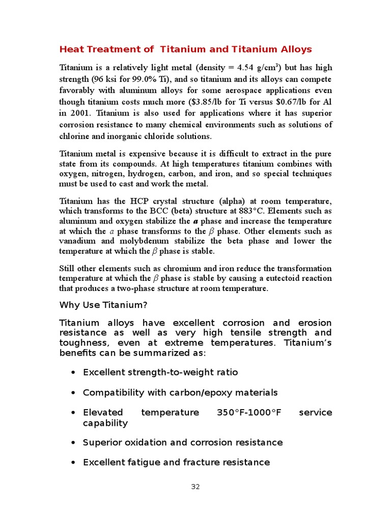 Heat Treatment of Titanium and Titanium Alloys PDF Titanium Heat