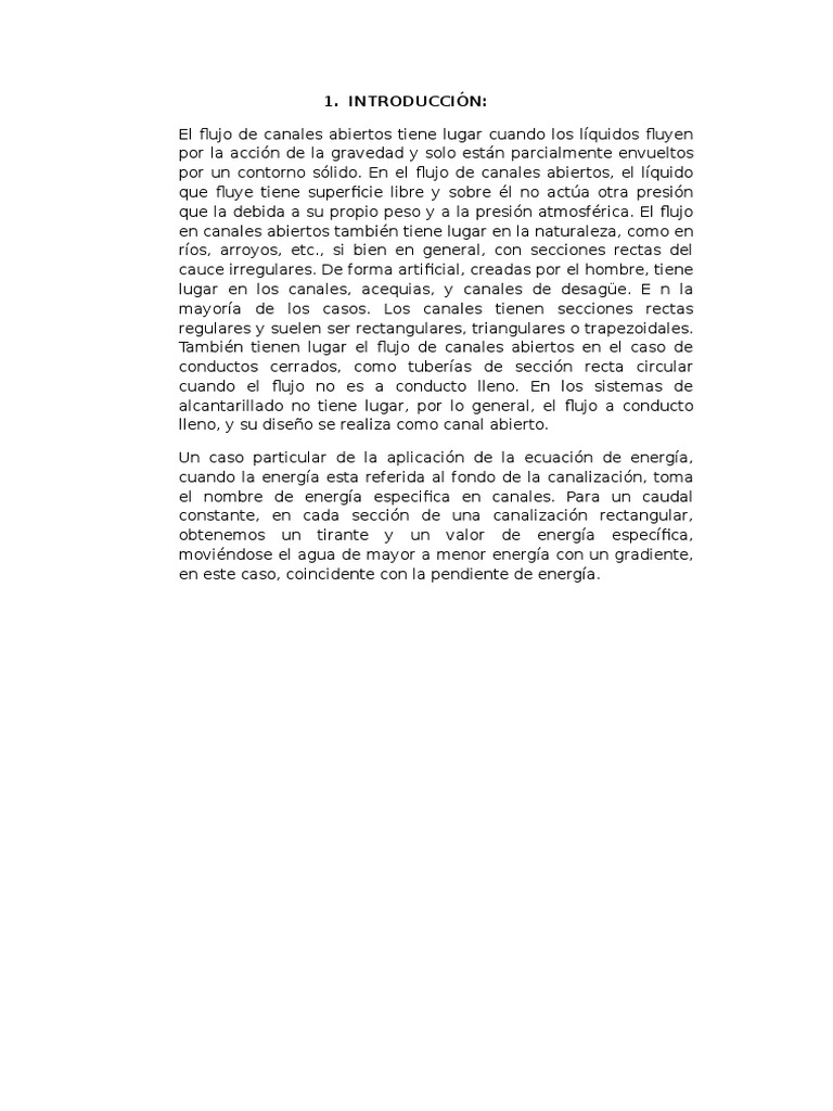 Informe Sobre Canal Rectangular Diseño | PDF | Descarga (hidrología ...