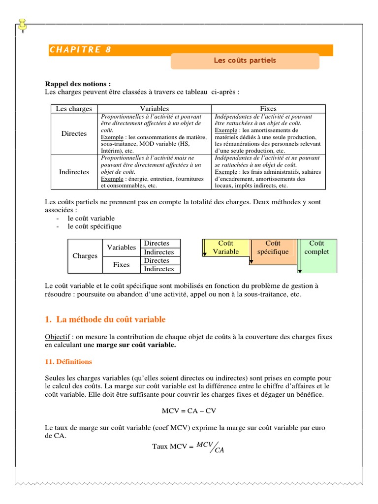Méthode Des Coûts Complets Exercices Corrigés Pdf Les Cout Partiel 21 | PDF | Dépréciation | Coût